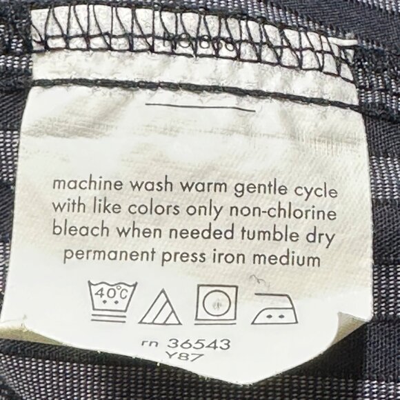 Van Heusen Mens Black & Gray Pinstripe Broadcloth Button-Up Shirt L Academia - Picture 7 of 13